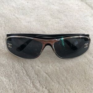 CHANEL Black and Silver Sunglasses